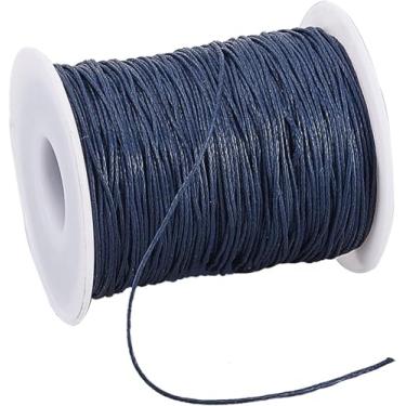 Imagem de Cordão encerado de 1 mm, cordão de algodão encerado de 100 metros, fio encerado azul, cordão de miçangas encerado para pulseira, colar, joias, contas de cintura, artesanato, miçangas e macramê