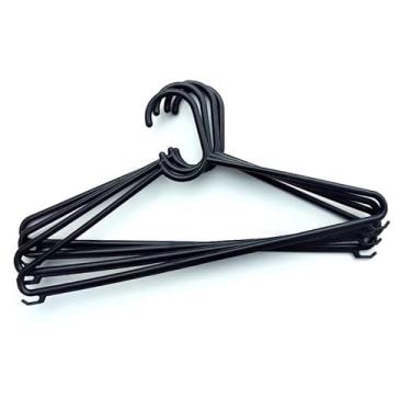 Imagem de Kit 60 Cabides de Roupa Adulto Preto | Cabide Plástico Reforçado 37cm Organizador de Guarda-Roupa(Preto,Z10)