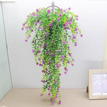 Imagem de 76 cm Flores artificiais penduradas videiras eucalipto camélia simulação ramos plástico flores falsas plantas casamento jardim decorações (rosa vermelha)