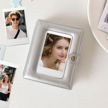 Imagem de Mini álbum de recortes de 7,6 cm com fecho de botão – Álbum de exibição para pequeno armazenamento de fotos/cartões, álbum de recortes de memória DIY para casamento, aniversário, família, silicone