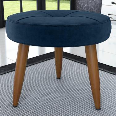 Imagem de Puff Redondo Para Sala Davi Veludo Azul