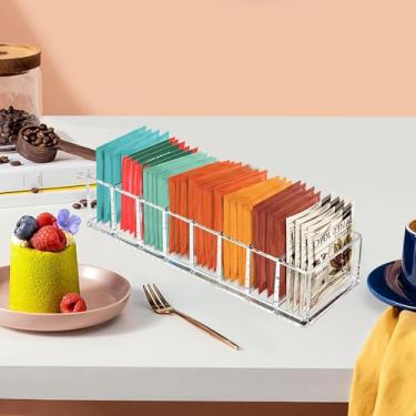 Imagem de Organizador de saquinhos de chá, suporte de saquinho de chá de acrílico transparente, armazenamento de pacote de chá para gaveta, despensa, cozinha, bancada, armário, 1 pacote