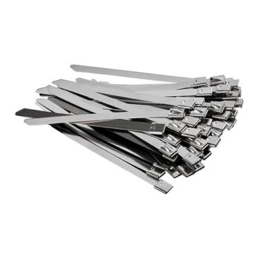 Imagem de harayaa 100 peças de abraçadeiras de aço inoxidável com fechos fixos autotravantes, abraçadeiras de alta resistência, ferramentas de encadernação para oficina, 4.6 Cm X 20 Cm