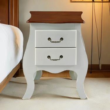 Imagem de Cômoda De Madeira Bombê Mini 2 Gavetas - Nude Laca Com Tampo Imbuia Glazer