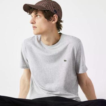 Imagem de Camiseta Lacoste de Algodão Pima, 3XL, Cinza mescla