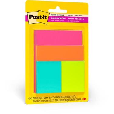 Imagem de Bloco de Recado POST-IT Cascata Misto Pacote com 04 Blocos - 3M