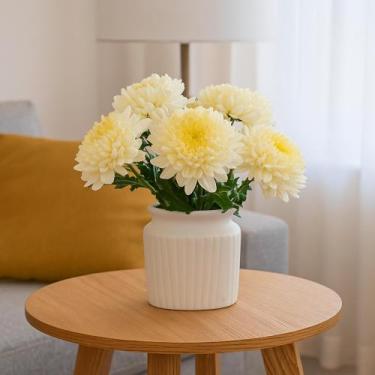 Imagem de Vaso Decorativo de Cerâmica Branca Design Moderno e Minimalista para S