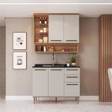 Imagem de Cozinha Compacta 3 Peças com Nicho Decorativo Isabelle Freijó / Arenas