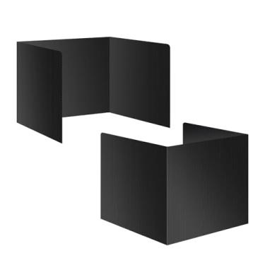 Imagem de Pacote com 2 divisórias pretas de mesa para estudantes, quadros de estudo de plástico à prova d'água, divisórias de exames duráveis, escudos de privacidade de sala de aula, pastas de privacidade para