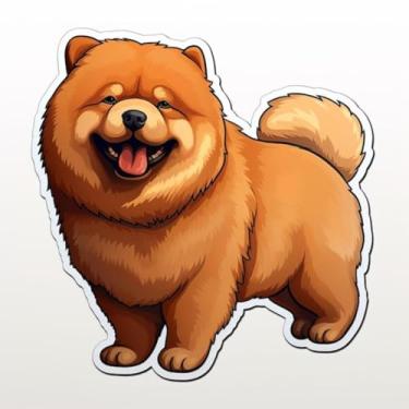 Imagem de Adesivo de Animais Kawaii para Quarto Decorativo de Criança com Design de Chow Chow Fofinho 50x50cm