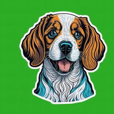 Imagem de Adesivo de Animais Kawaii para Quarto Infantil Decorativo de Parede Beagle Verde 30x30cm