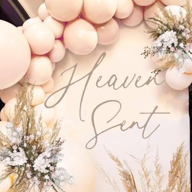 Imagem de Adesivo de parede Heaven Sent - Decalque de decoração de chá de bebê, decalque de arco de balão de festa revelação de gênero, material de festa de aniversário com tema do céu