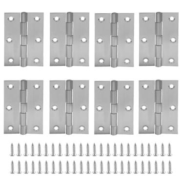 Imagem de BokWin Pacote com 8 dobradiças prateadas de 7,6 cm, dobradiças prateadas para móveis, portas, janelas, tampas e baús, aço inoxidável, operação suave e silenciosa, fácil instalação