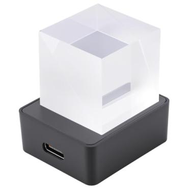 Imagem de Sanpyl Relógio Digital Meteorológico Inteligente Com Display Holográfico 3D, Cubo de Cristal LED para Animação GIF, álbum de Fotos, Mesa, Decoração de Carro