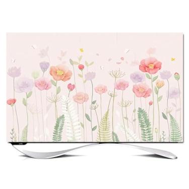 Imagem de Capa de TV de tecido macio 32-80 polegadas interior elástico capa protetora de tela artística montada na parede protetor à prova de poeira para TVs de tela plana LED/LCD e monitores de PC - flor 2||65