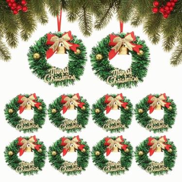 Imagem de Healifty 20 peças de mini guirlandas de Natal para pendurar decorações: pequena guirlanda artificial para artesanato, armários de casa de bonecas, decoração de árvore de Natal, 5 x 6 x 0,2 cm.