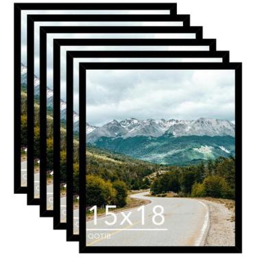 Imagem de Porta-retratos QOTIB Wood 38x46cm preto para parede, pacote com 6