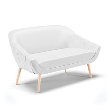 Imagem de Namoradeira 02 Lugares Giovana material sintético Branco Pés Palito Na