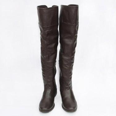 Imagem de 206CLA Bota feminina Montaria de Couro forrada com tecido espumado caf