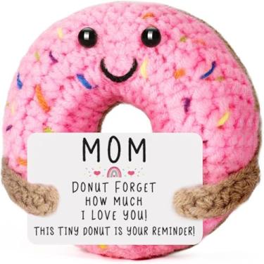 Imagem de Presentes de Natal para mães, presentes de aniversário de Natal da filha, meias exclusivas para mãe, mamãe e mamãe para mulheres, dia das mães da filha e filho, mini donut de crochê feito à mão