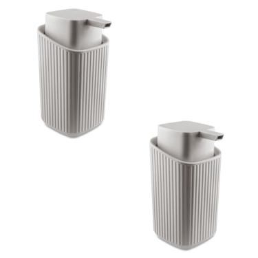 Imagem de Kit 2 Saboneteiras Sabonete Liquido Banheiro Lavabo Elegante (Cinza Claro)