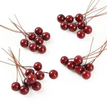 Imagem de Luckforest Mini frutas artificiais, 200 peças de frutas silvestres falsas de espuma de baga para enfeite de guirlanda de Natal, decoração de casa, adereços de fotografia