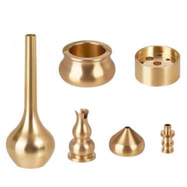 Imagem de AHANDMAKER 6 peças de suporte de incenso de latão, 6 estilos, queimadores de incenso de bobina dourada, porta-palitos de fragrância, coluna, cuia, em forma de gota, para meditação, ioga, decoração de