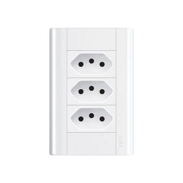Imagem de Tomada Tripla Fame Modulare 2p+t 20a Com Placa 4x2 Branco