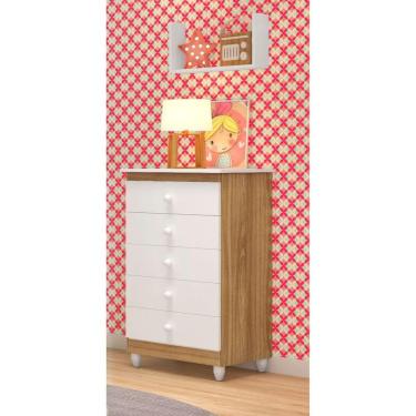 Imagem de Cômoda Infantil Vitória Com 5 Gavetas Para Quarto Bebê