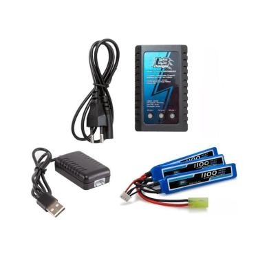 Imagem de Bateria Airsoft Lipo 11.1v-3s 1100mah 20c-40c + Carregadores