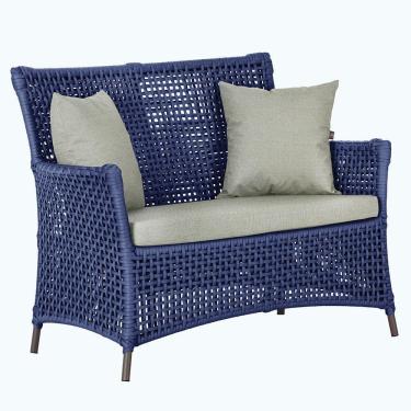 Imagem de 1 Sofá área Externa Igapó Alumínio Marrom Corda Náutica E3 Azul