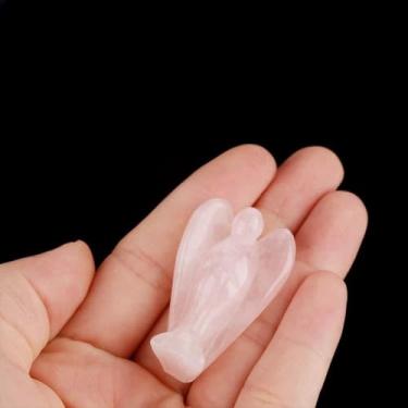 Imagem de Decoração Em Forma de Anjo de Quartzo Rosa Decoração de Pedras Preciosas de Pedra Curativa de Cristal Rosa para Escritório Doméstico