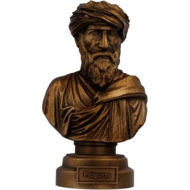 Imagem de Estátua Busto Pitágoras - Matemático e Filósofo Grego (Cor Cobre Antigo)