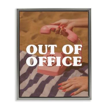 Imagem de Stupell Industries Arte de parede em tela flutuante cinza para telefone rosa fora do escritório, design de Lil' Rue, 78 x 63 cm