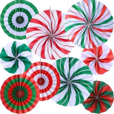 Imagem de Decoração de Natal em forma de favo de mel, redondo, colorido, leques de papel doce, decoração de inverno, guirlanda de leque de papel de seda para chuveiro, aniversário, formatura, festa de casamento