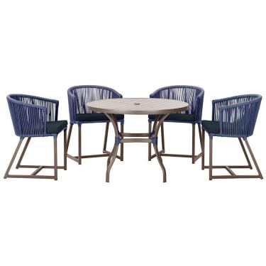 Imagem de Mesa Com 4 Cadeiras E Noronha Estofado 12 Trama Original Azul