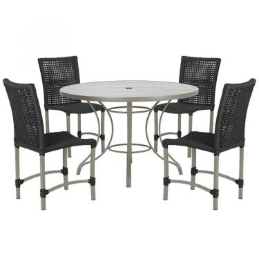 Imagem de Mesa Ascoli 4 Cadeiras Cannes De Alumínio Fendi Trama Preto