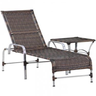 Imagem de Espreguiçadeira Catar E Mesa Piscina Alumínio Trama Original Argila