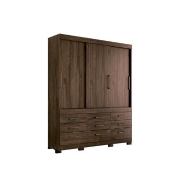 Imagem de Guarda Roupa Casal 3 Portas de Correr e 9 Gavetas c/ Pés Click 3.9 Ébano - Santos Andirá