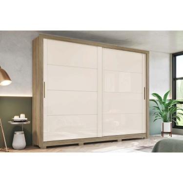 Imagem de Guarda Roupa 2 Portas De Correr E 4 Gavetas Palace Rústico-Off White - Henn