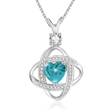 Imagem de HeartMelody Colar infinito feminino banhado a ouro branco 14 K 18 K delicado coração pingente de pedra do mês de nascimento, colar diário, aniversário, presente de aniversário para esposa e mãe