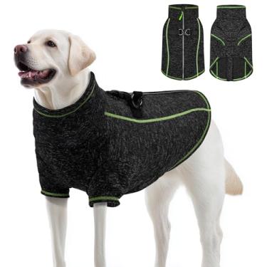 Imagem de Vitiswap Jaquetas para cães grandes para meninos, suéter de lã quente refletivo para cães, casaco com zíper com anel em D, roupas de inverno para cães grandes, casacos de clima frio, preto 3GG