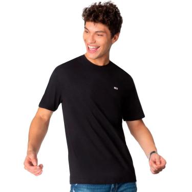 Imagem de Camiseta Tommy Jeans Masculina Slim C-neck Flag Preta-Masculino