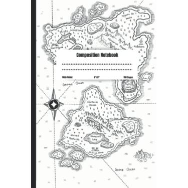 Imagem de Composition Notebook: Mappa del Gioco di Ruolo dell'isola Fantasy, Ampio Diario a Righe per Scuola, College, Università, Homeschool, Ufficio. Wide Ruled, 6”x9”, 100 Pages