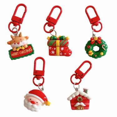 Imagem de Chaveiros de Natal, Papai Noel, rena, grinalda, caixa de presente de casa de campo, 5 designs no total, adicione um pequeno presente à sua celebração de Natal! Perfeito para dar a colegas de classe