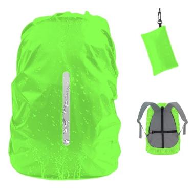 Imagem de Capa de chuva para mochila impermeável com alça refletiva (8-70L), 2 tiras ajustáveis antiderrapantes com fivela cruzada, à prova de chuva, à prova de neve, verde GG (para mochila 56-70L)