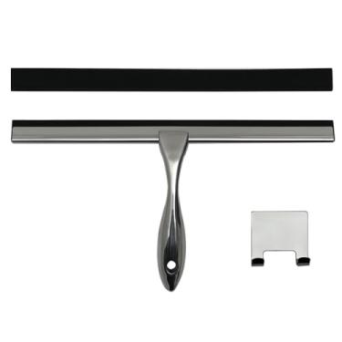 Imagem de Rodo de chuveiro de aço inoxidável multiuso para limpeza de banheiro e vidro, porta de vidro de chuveiro, ferramenta de limpeza de banheiro, lâminas de substituição de rodo de espelho de janela