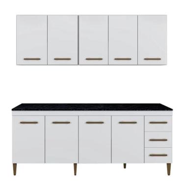 Imagem de Cozinha Compacta Atenas 9 Portas 3 Gavetas Kaiki Móveis Branco