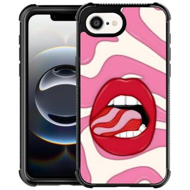 Imagem de OKBUOK Capa para iPhone 16E, capa protetora à prova de choque, padrão fino, lábios ondulados rosa