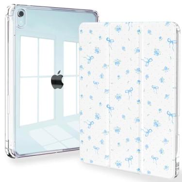 Imagem de Feams Capa para iPad mini 7 A17 Pro 2024/iPad Mini 6 2021, capa fina e leve com três dobras para iPad mini 7 A17 Pro 2024 de 8,3 polegadas, capa traseira transparente com suporte para lápis e